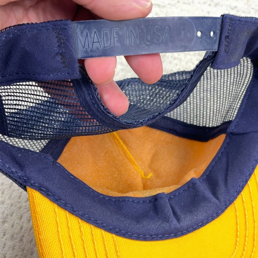 Vintage Lions Club‎ Trucker Hat Cap Made In USA 80s 90s Yellow Blue Kaukauna